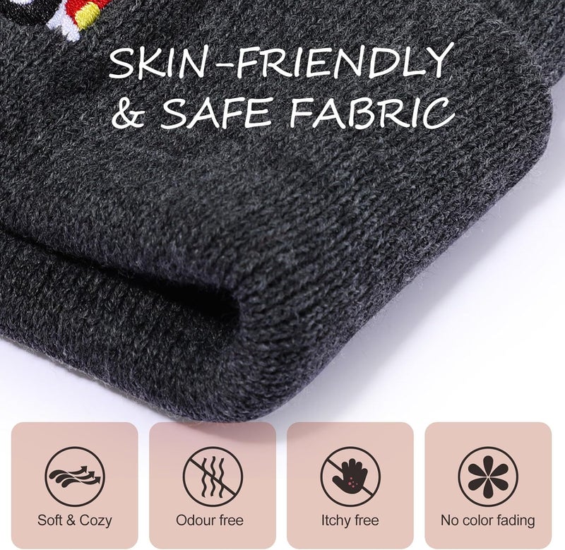 KDVOG Store Kids Knit Beanie Cute Fire Trucks Embroidery Warm Cuffed Skull Caps Classic Autumn Winter Hats for Boys Girls 3-8 Years - Image 3